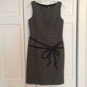 Unusual lined tweed dress with ribbon detail